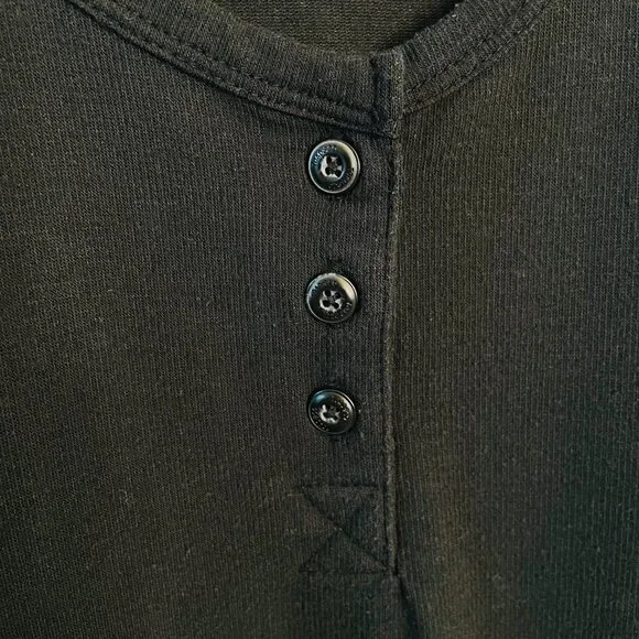 Toad&Co Black Piru Ribbed Stretchy Henley Side Slit Pocket Midi Tank Dress | Med - Picture 3 of 7